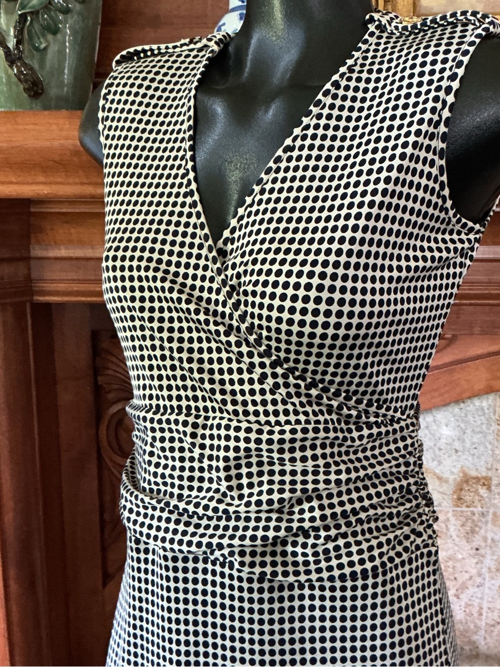 Tory Burch Natalie Polka Dot Dress with Orange Logo Tag M